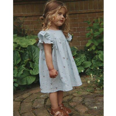 Konges Sløjd Coco kjole til barn, Cherry Blue Coeur (7-8 år) 7-8 år Konges Sløjd Coco kjole til barn, Cherry Blue Coeur (7-8 år) 7-8 år