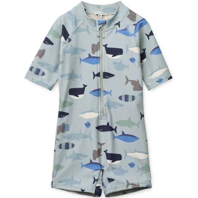 Liewood Max UV drakt til baby, Shark/Dove blue (80) 80 Liewood Max UV drakt til baby, Shark/Dove blue (80) 80