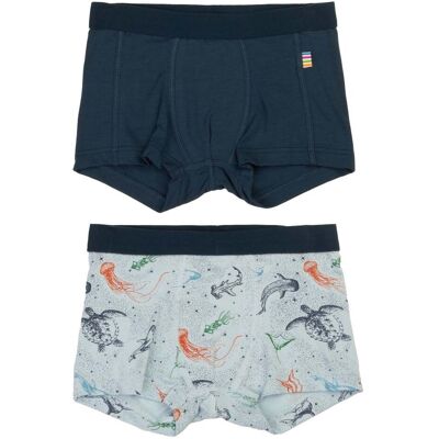 Joha Sea Animals 2-pack boxer i bambus, Blue (130) 130 Joha Sea Animals 2-pack boxer i bambus, Blue (130) 130