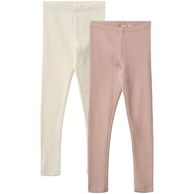 Wheat Jules 2-pack ribb leggings til barn, Rose Powder (128) 128 Wheat Jules 2-pack ribb leggings til barn, Rose Powder (128) 128