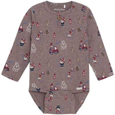 Minymo body m/print, Dark Brown Melange (74) 74 Minymo body m/print, Dark Brown Melange (74) 74