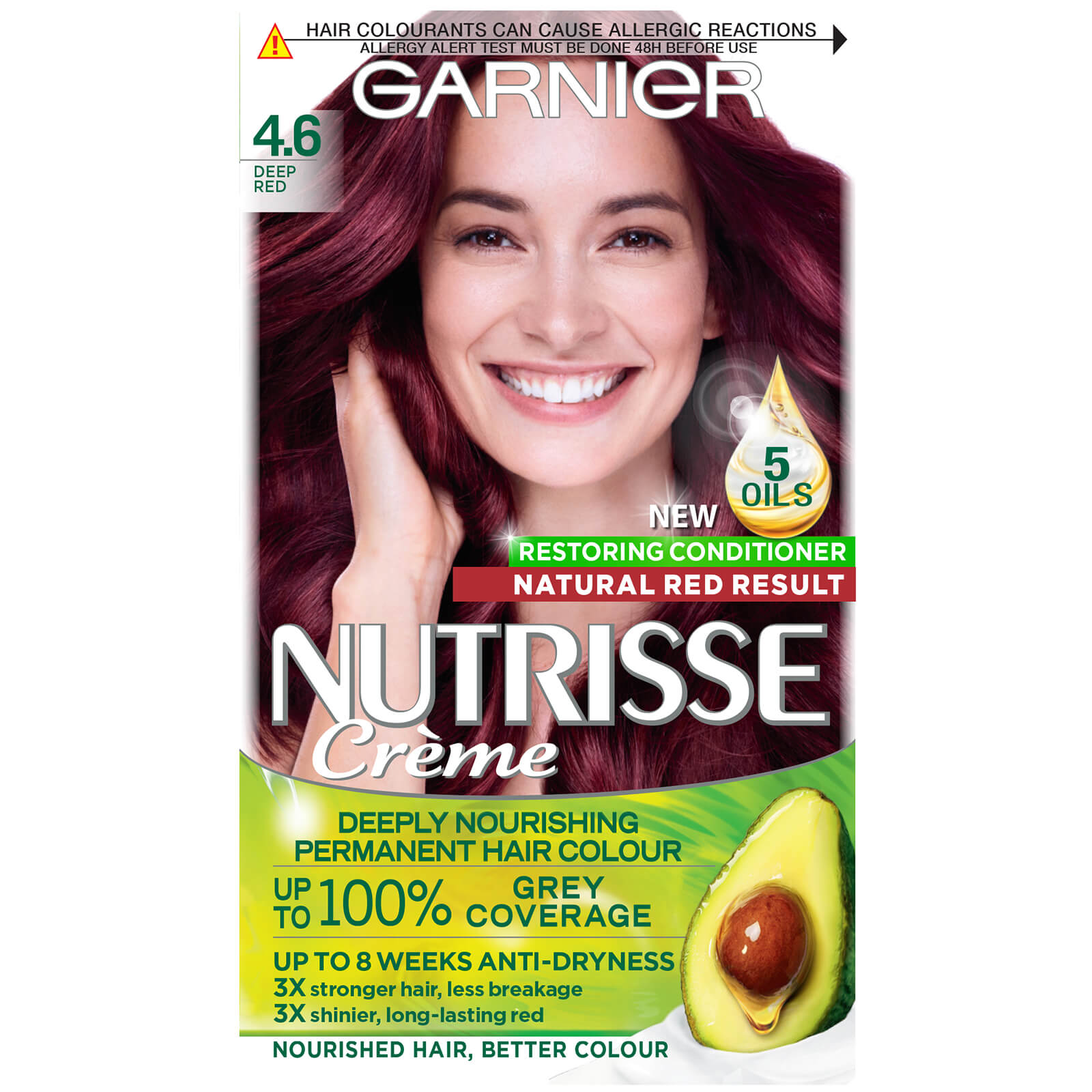 Garnier Nutrisse Permanent Hair Dye (utvalg av fargetoner) - 4.6 Deep Red