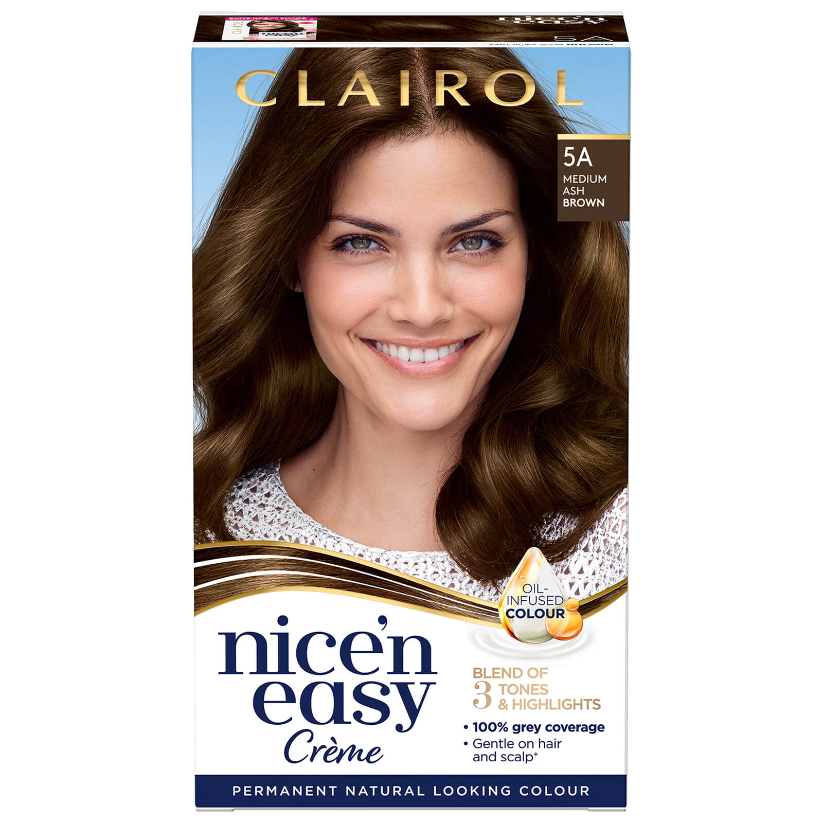 Clairol Nice' n Easy Crème Natural Looking Oil Infused Permanent Hair Dye 177ml (Various Shades) - 5A Medium Ash Brown