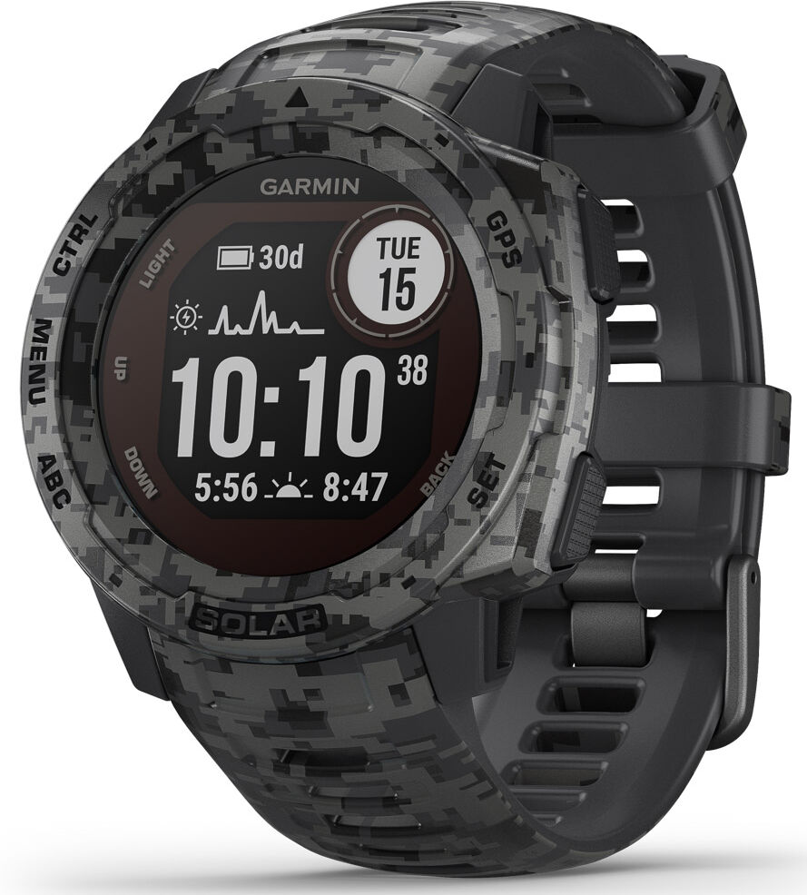 Garmin Instinct Solar Edition – Camo, Graphite Camo GPS klokke for den aktive friluftsentusiast