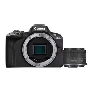 Canon EOS R50, Black + RF-S 18-45mm F4.5-6.3 IS STM Kit MILC 24,2 MP CMOS 6000 x 4000 piksler Sort