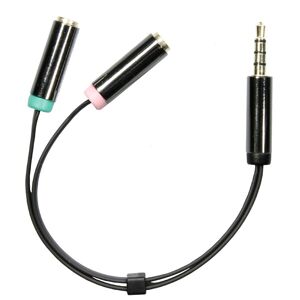 Deltaco Audio Adapter, 3.5mm Male To 3.5mm Female, 4-Pin , 0.1m