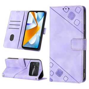 For Xiaomi Poco C40 Skin-feel Embossed Leather Phone Case(Light Purple)
