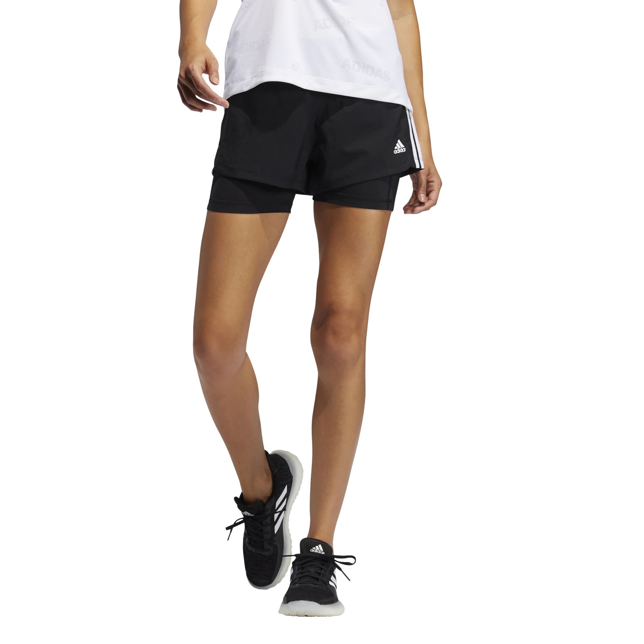 adidas Pacer 3s 2 In 1, treningsshorts dame XS BLACK/WHITE