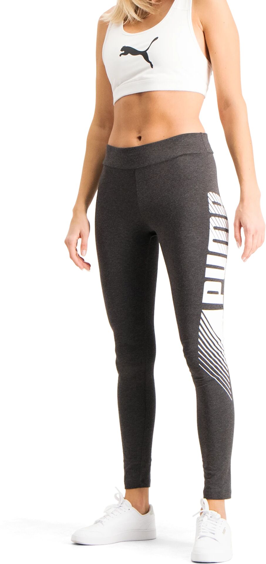 Puma ESS Graphic Legging, tights dame M Dark Gray Heather