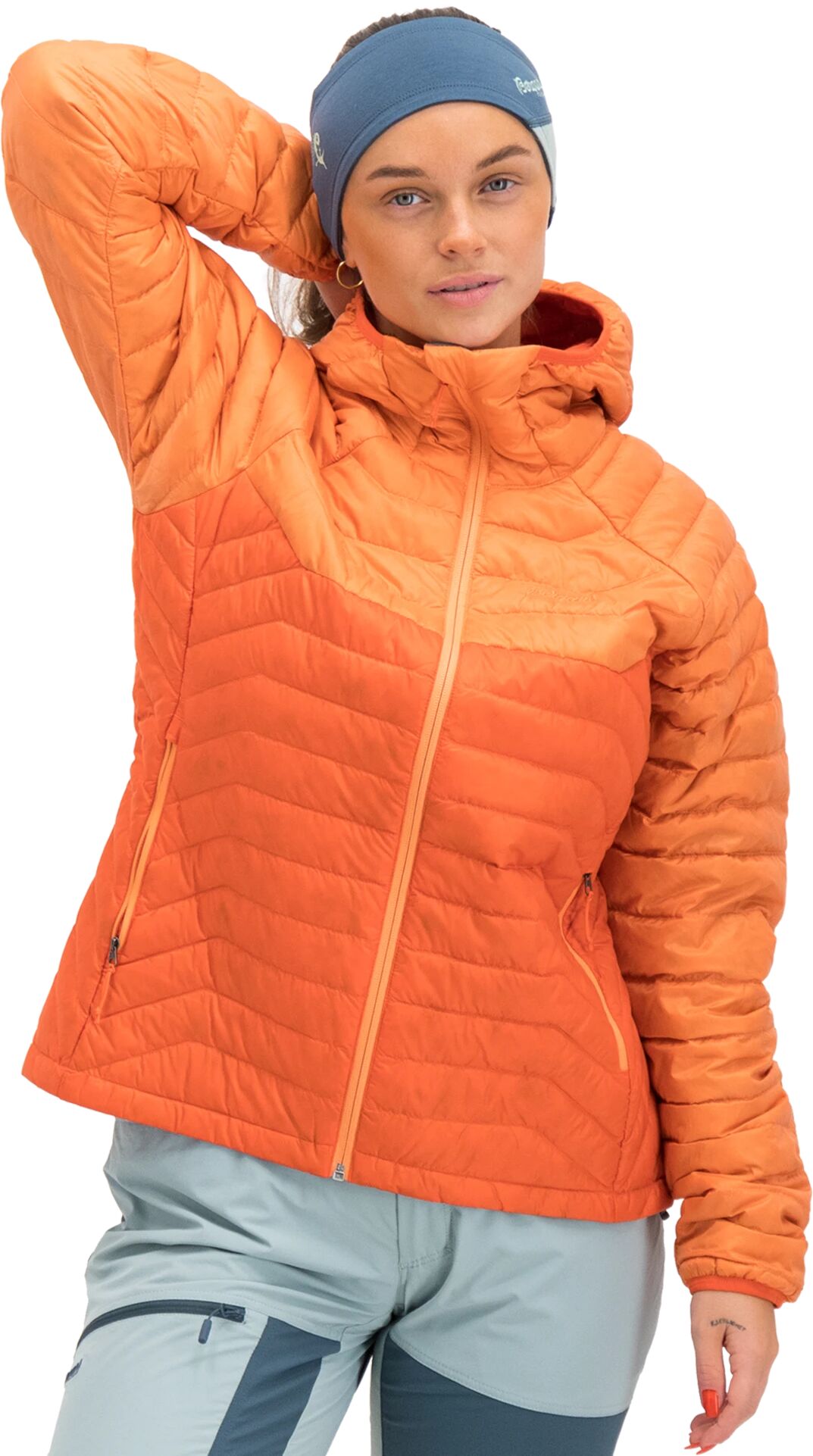 Bergans Romsdal V2 Down Light Hood Jacket, dunjakke dame M Fiesta/cantaloupe