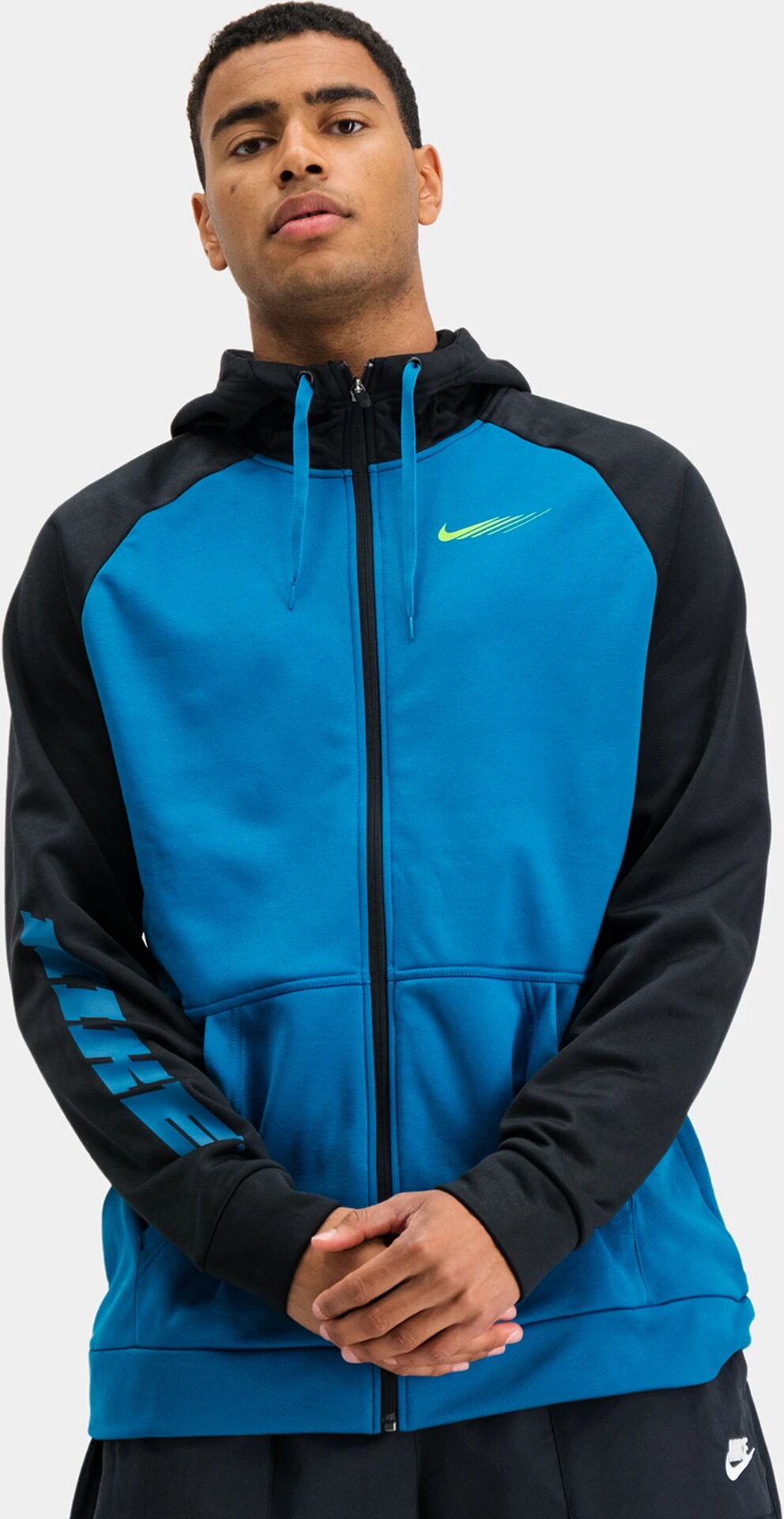 Nike Therma Full Zip Hoodie Energy, hettegenser herre L Green Abyss/black/me