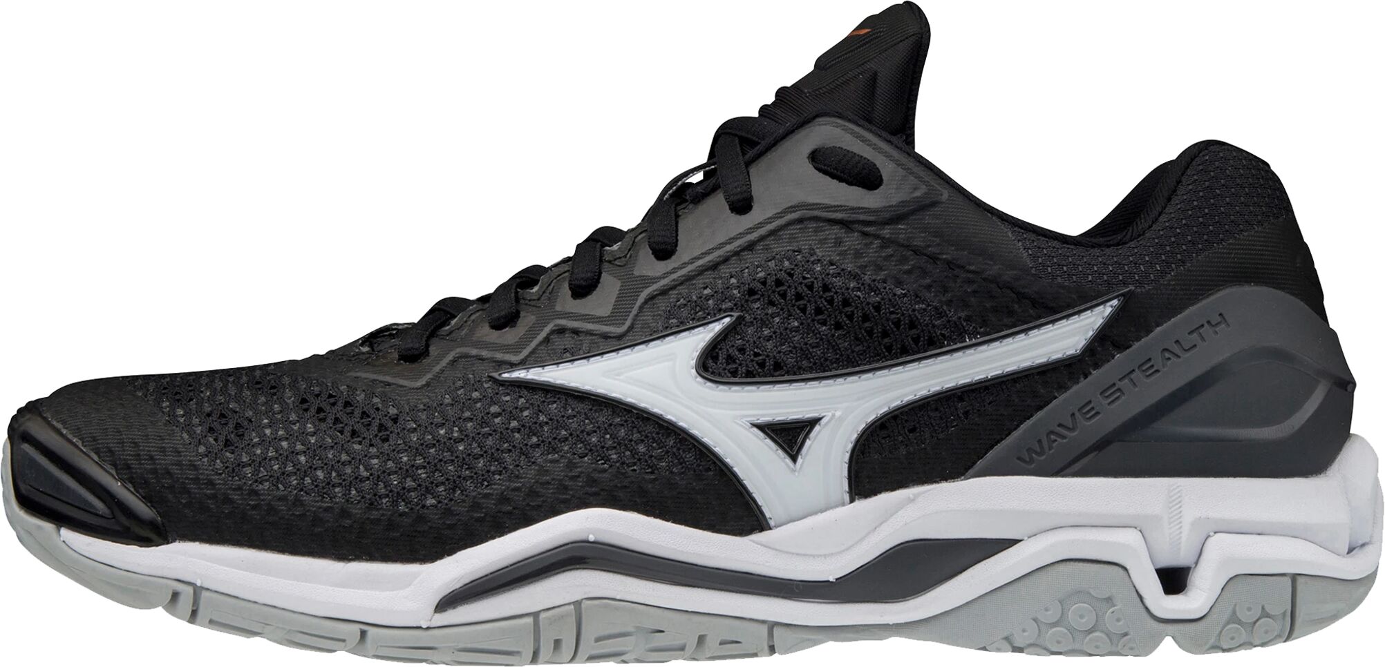 Mizuno Wave Stealth V U, hallsko unisex 43 Black / White / Ebon