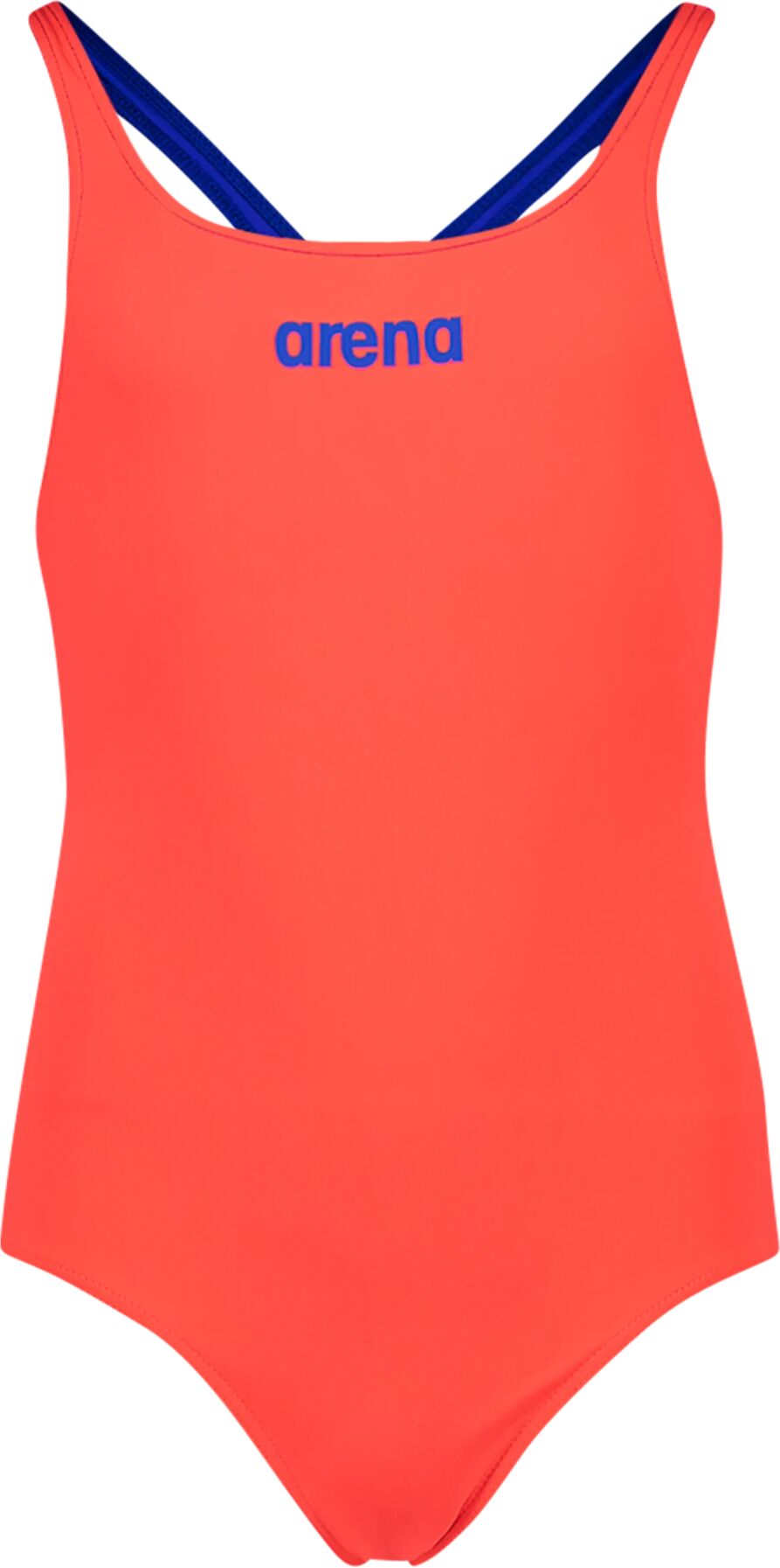 Arena Girl Solid Swim Pro, badedrakt junior 8-9 Fluo Red-neon Blue