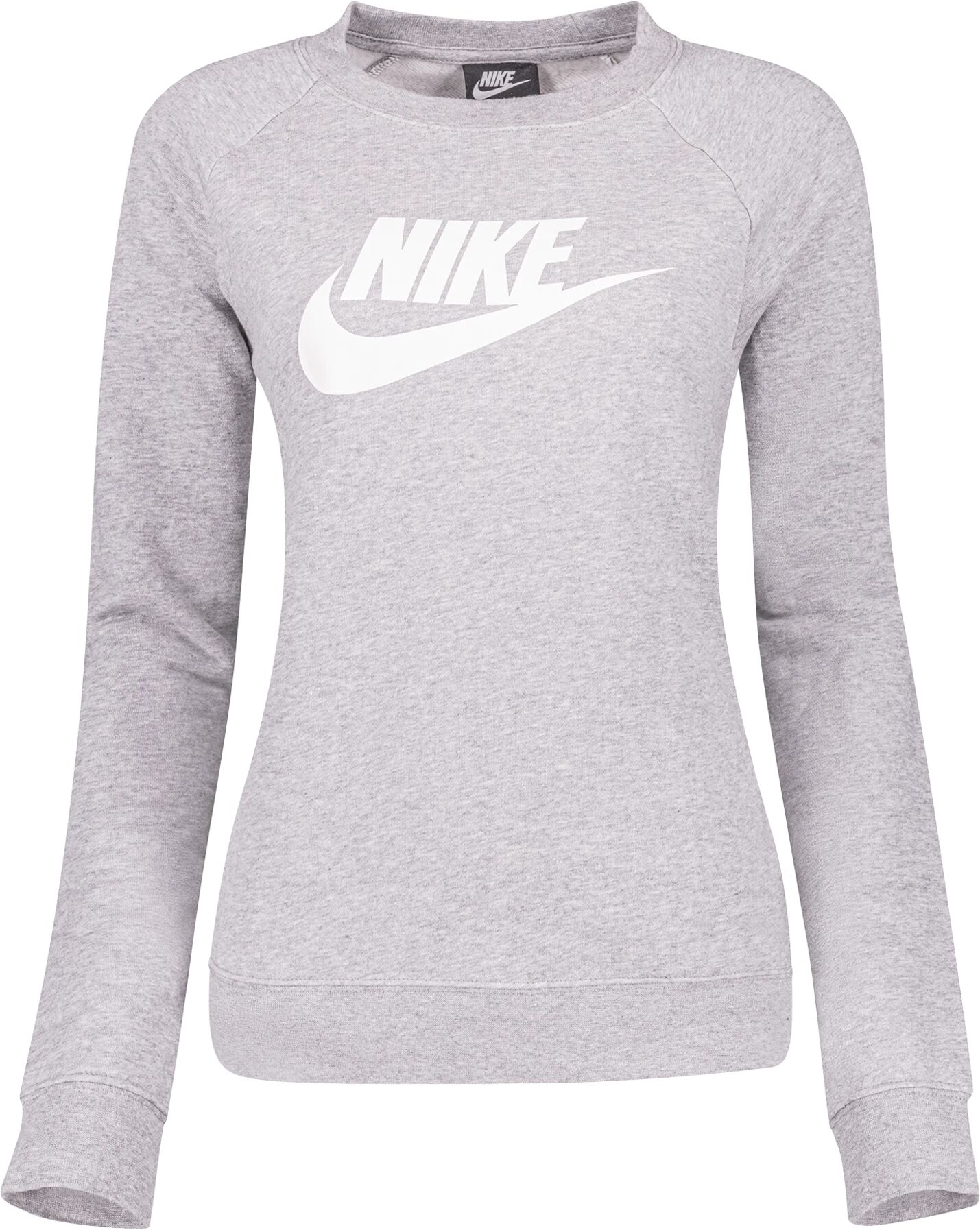 Nike Sportswear Essential Fleece Crew, genser dame L DK GREY HEATHER/WHIT