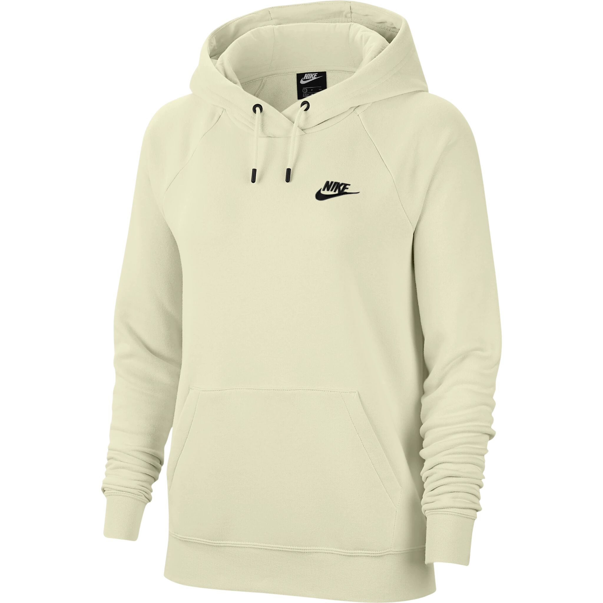 Nike Essential Pullover Fleece Hoodie, hettegenser dame L Coconut Milk/black