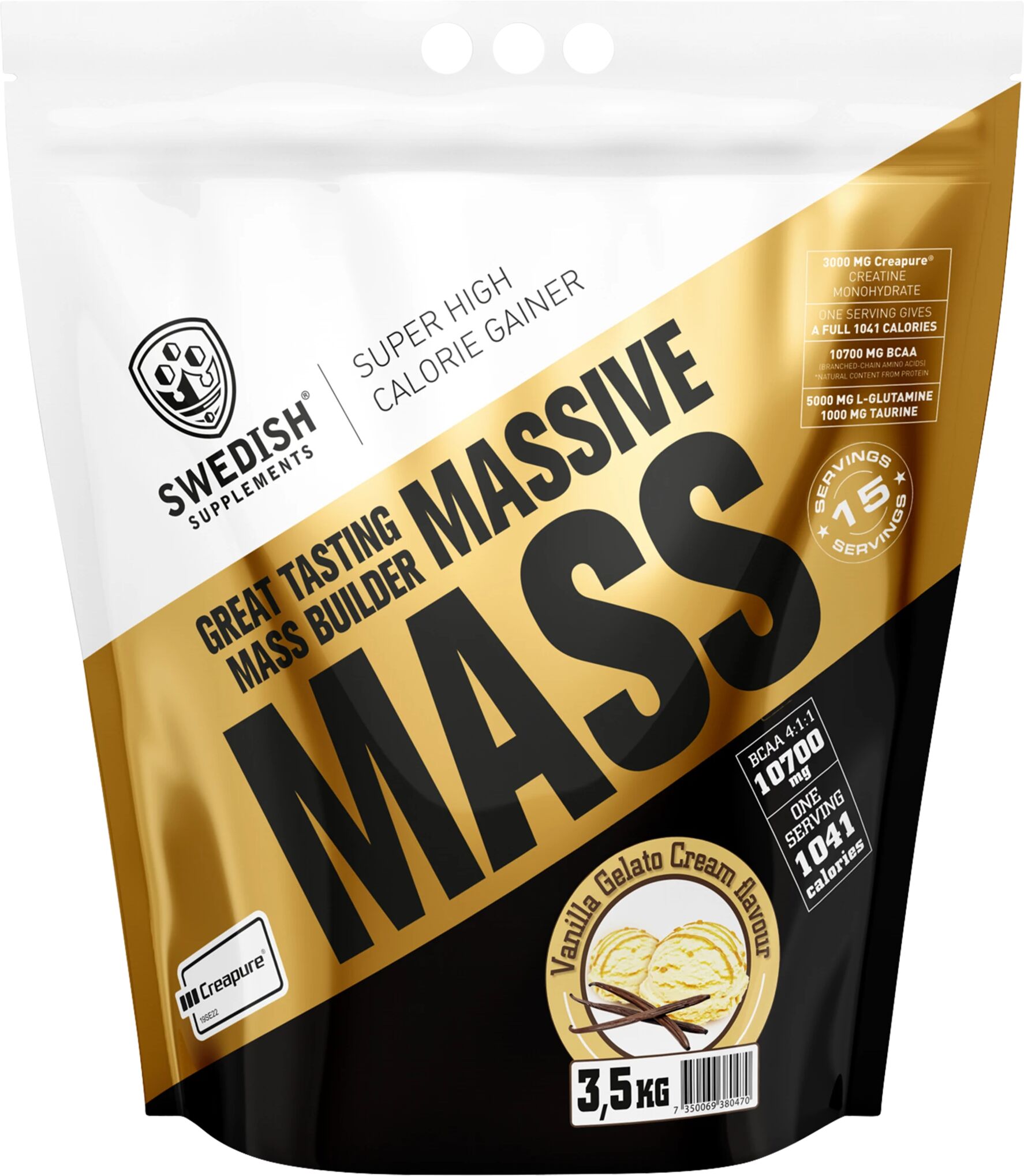 Swedish Supplements Massive Mass 3,5 kg, gainer 3500g Vanilla Gelato crea