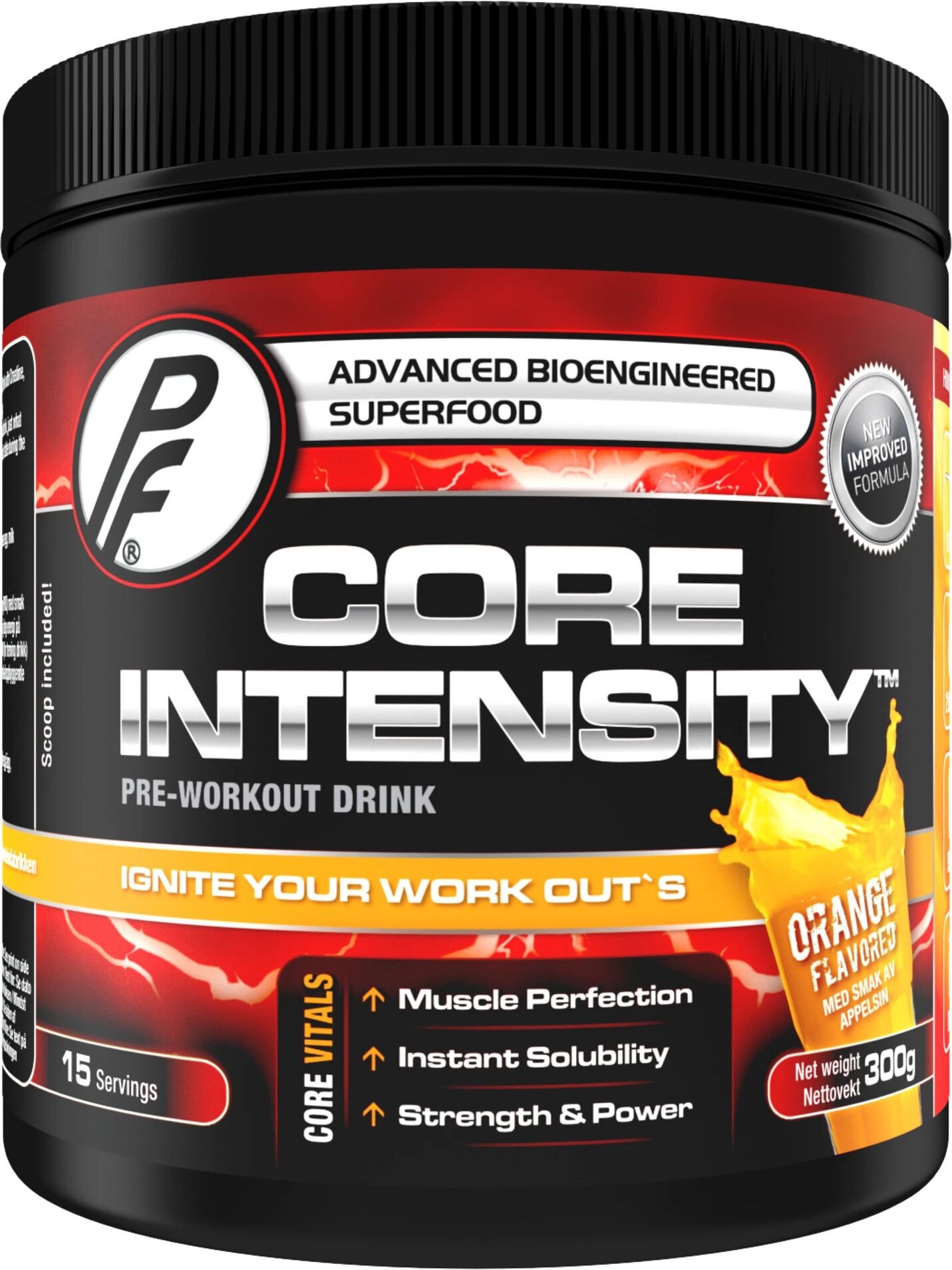 Proteinfabrikken Core Intensity, pre-workoutdrikk  300g Appelsin