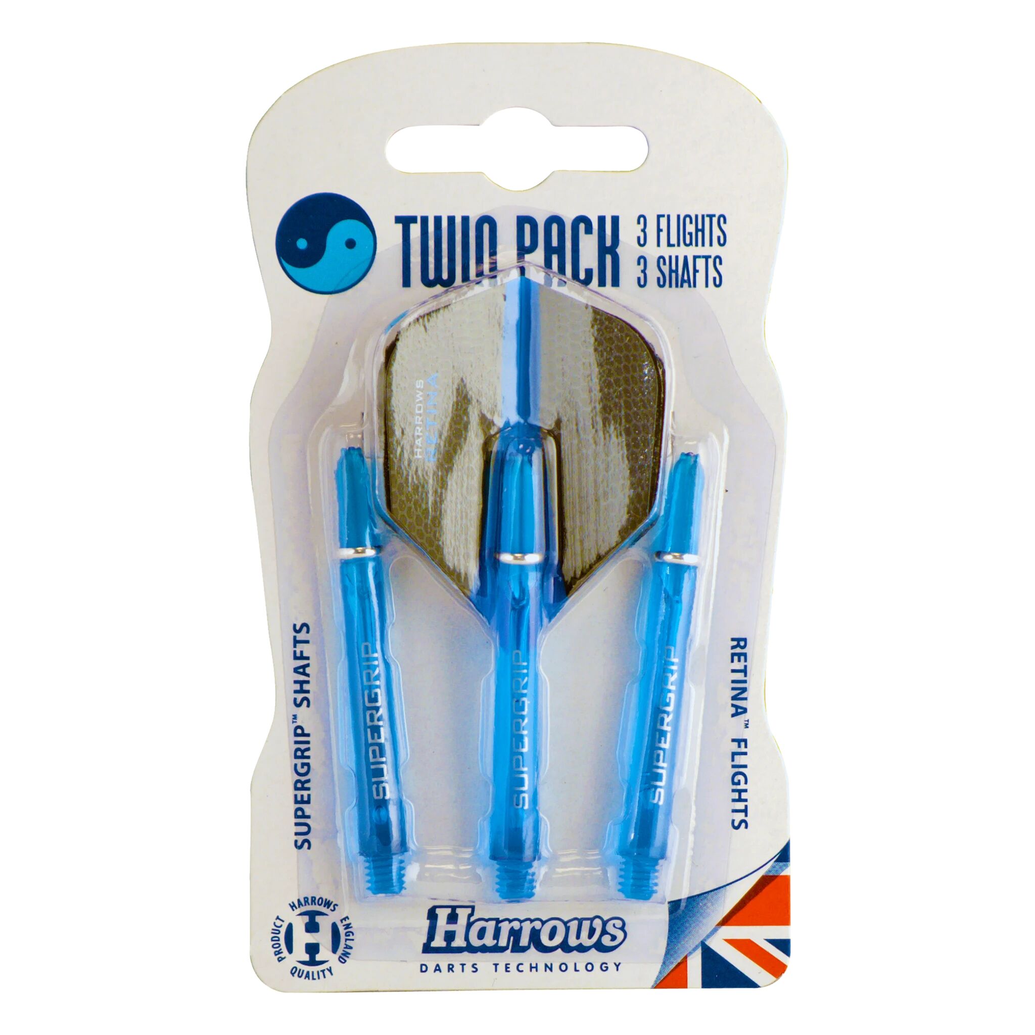 Harrows Flights & Shafts, Twin Pack, dartstolper og flights STD blue