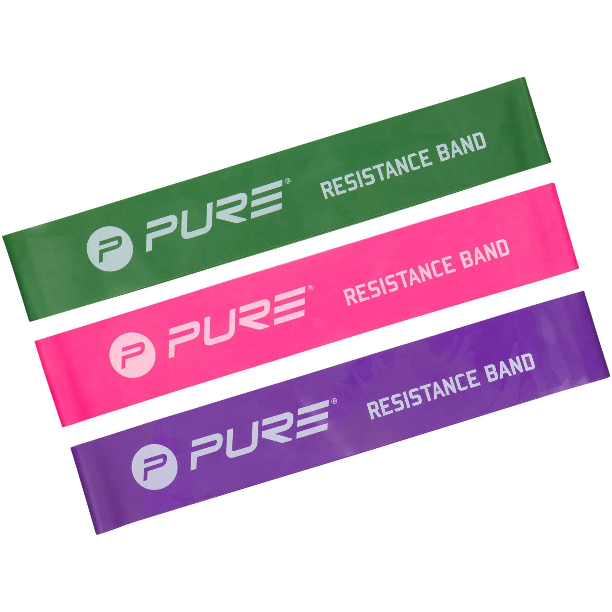Pure2Improve Body Shaper Bands Set of 3, treningsstrikk STD Pink/Purple/Green