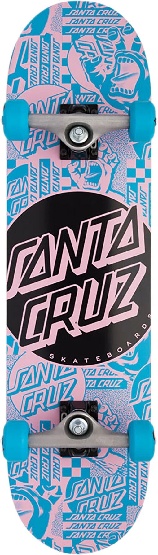 SANTA CRUZ Flier Dot Full Sk8 Completes 8.00in x 31.25in, skateboard Full Blue/pink