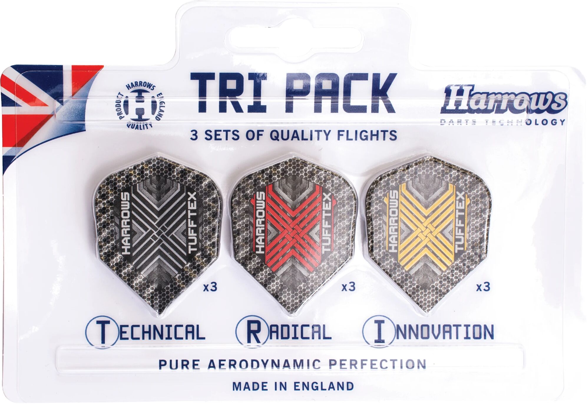 Harrows Tufftex Flights Tri Pack, dartvinger 9-pk STD STD