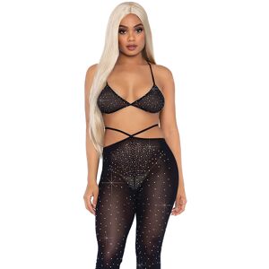 Leg Avenue - Rhinestone Bikini Top And Flared Pants - M/l