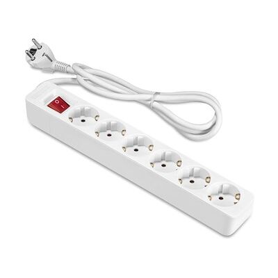 ON Extension lead 6-way socket grounded with switch, 1.5m white ON Extension lead 6-way socket grounded with switch, 1.5m white