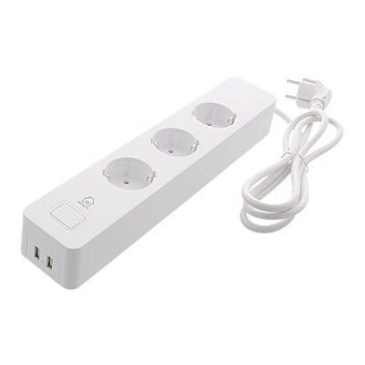 Deltaco Smart Strømskinne - WiFi 2.4GHz, 3 Uttak, 2 USB Deltaco Smart Strømskinne - WiFi 2.4GHz, 3 Uttak, 2 USB
