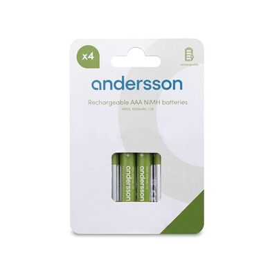 Andersson HR03 AAA NiMH 1000mAh 4-pcs Andersson HR03 AAA NiMH 1000mAh 4-pcs