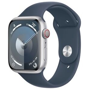 Apple Watch Series 9 GPS 45mm Silver Aluminium Case with Storm Blue Sport Band - S/M