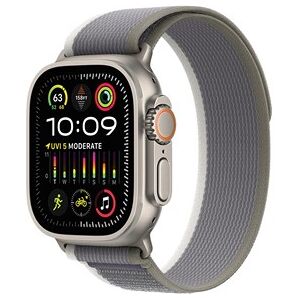 Apple Watch Ultra 2 GPS + Cellular, 49mm Titanium Case with Green/Grey Trail Loop - M/L