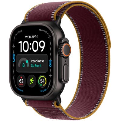 Apple Watch Ultra 4 GPS + Cellular 49mm Black Titanium Case with Burgundy Trail Loop - S/M Apple Watch Ultra 4 GPS + Cellular 49mm Black Titanium Case with Burgundy Trail Loop - S/M