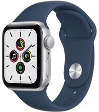 Apple Watch SE GPS + Cellular, 40mm Silver Aluminium Case with Abyss Blue Sport Band - Regular