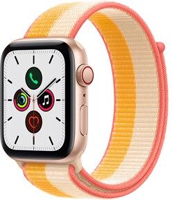 Apple Watch SE GPS + Cellular, 44mm Gold Aluminium Case with Maize/White Sport Loop