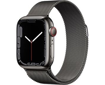 Apple Watch Series 7 GPS + Cellular, 41mm Graphite Stainless Steel Case with Graphite Milanese Loop