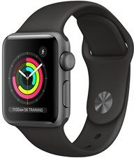 Apple Watch Series 3 GPS, 38mm Space Grey Aluminium Case with Black Sport Band