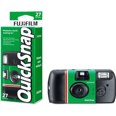 QUICKSNAP disposable camera with Fujifilm ISO 400 35mm film with 27 exposures. QUICKSNAP disposable camera with Fujifilm ISO 400 35mm film with 27 exposures.