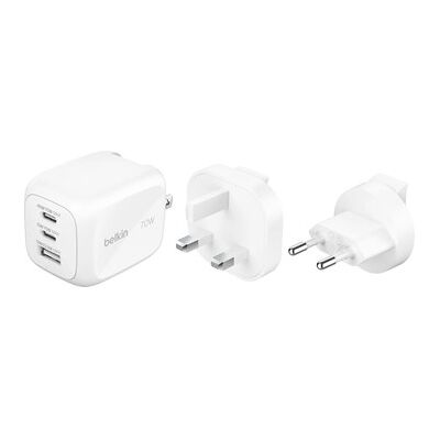 Belkin 70W 3-Port GaN Wall Charger with EU UK US Plugs Belkin 70W 3-Port GaN Wall Charger with EU UK US Plugs