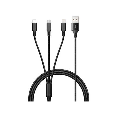 Andersson 3 in 1 Braided USB Cable 1M 2,4A Black Andersson 3 in 1 Braided USB Cable 1M 2,4A Black