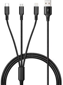 Andersson 3 in 1 Braided USB Cable 1M 2,4A Black