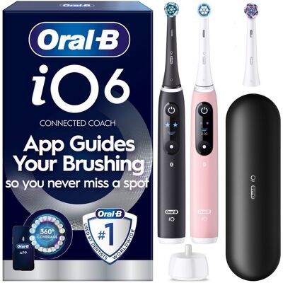 Oral-B iO6 Black Lava/Pink Sand Sensitive Duo, Oral-B iO6 Black Lava/Pink Sand Sensitive Duo,