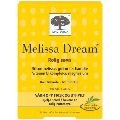 New Nordic Melissa Dream - Avslappende søvnstøtte - 60 Tabletter New Nordic Melissa Dream - Avslappende søvnstøtte - 60 Tabletter