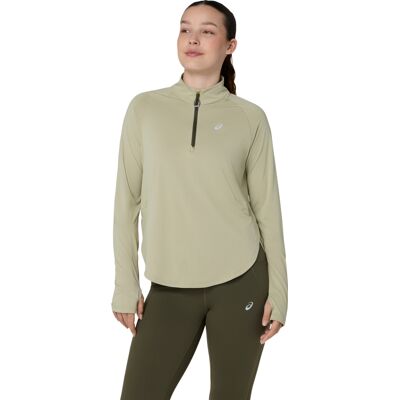 Asics Nagino Run 1/4 Zip Ls Top W Khaki S Asics Nagino Run 1/4 Zip Ls Top W Khaki S