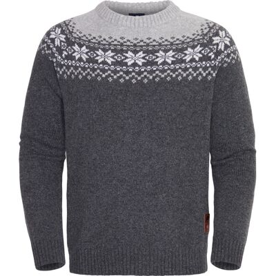Gridarmor Men's Snøkrystall Round Neck Ullgenser Dark Grey/light Grey/white M Gridarmor Men's Snøkrystall Round Neck Ullgenser Dark Grey/light Grey/white M