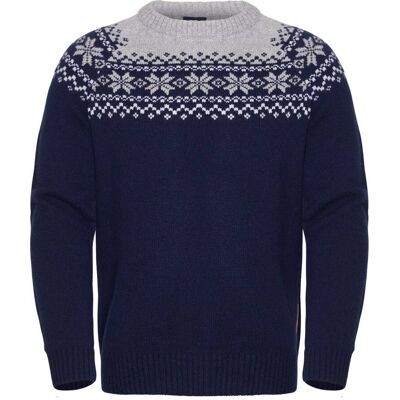 Gridarmor Men's Snøkrystall Round Neck Ullgenser Dark Navy/light Grey/white Dark navy/Lt. grey/White XL Gridarmor Men's Snøkrystall Round Neck Ullgenser Dark Navy/light Grey/white Dark navy/Lt. grey/White XL