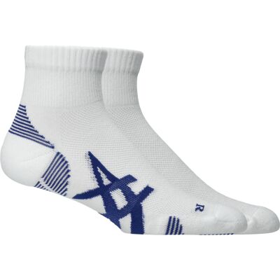 Asics 2 Pack Cushioned Run Quarter Sock Brilliant White/asics Blue S Asics 2 Pack Cushioned Run Quarter Sock Brilliant White/asics Blue S