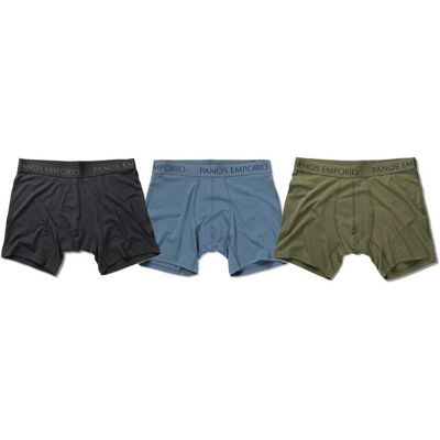 Panos Emporio Pe 3pk Base Bamboo Boxer Grey/olive/bluesteel L Panos Emporio Pe 3pk Base Bamboo Boxer Grey/olive/bluesteel L