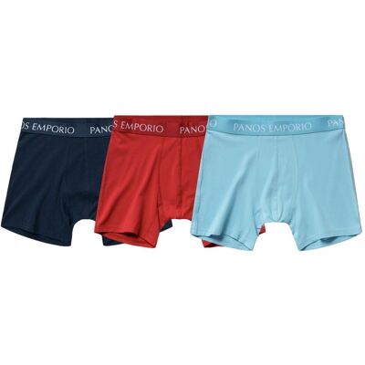 Panos Emporio 3pk Base Bamboo Boxer Navy/lipstick Red/water S Panos Emporio 3pk Base Bamboo Boxer Navy/lipstick Red/water S