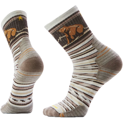 Smartwool Hike Targeted Cushion Bear Stripe Pattern Mid Crew Socks Ash L Smartwool Hike Targeted Cushion Bear Stripe Pattern Mid Crew Socks Ash L
