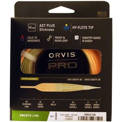 Orvis Pro Trout Smooth Wf Fluesnøre Willow-olive-peach WF7F Orvis Pro Trout Smooth Wf Fluesnøre Willow-olive-peach WF7F